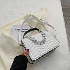 Striped Women Handbags PU Leather Chain Shoulder Bag Texture Shopping Bags