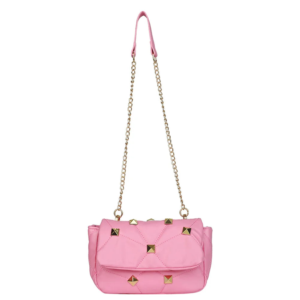Studded PU Leather Crossbody Bag Chain Shoulder Tote Vintage Messenger