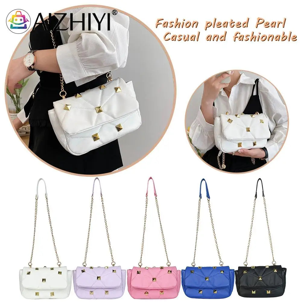 Studded PU Leather Crossbody Bag Chain Shoulder Tote Vintage Messenger