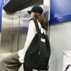 Solid Nylon School Bag for Teen Girls Unisex Travel Rucksack Male Bagpacks