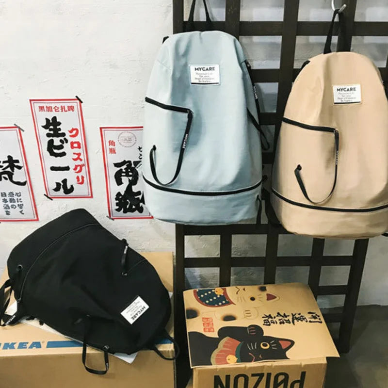 Solid Nylon School Bag for Teen Girls Unisex Travel Rucksack Male Bagpacks