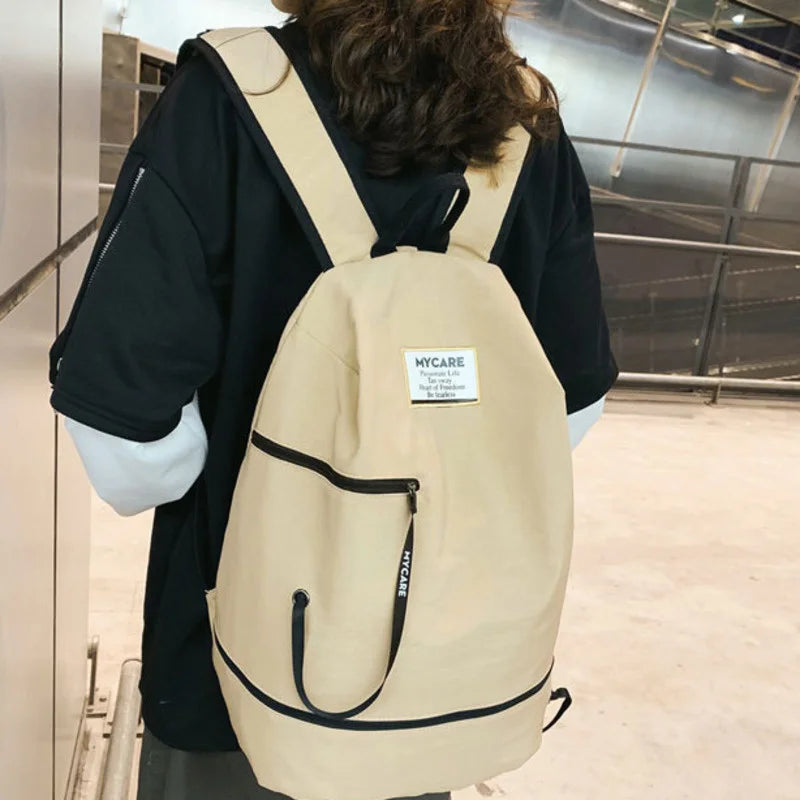 Solid Nylon School Bag for Teen Girls Unisex Travel Rucksack Male Bagpacks