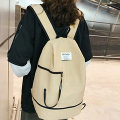 Solid Nylon School Bag for Teen Girls Unisex Travel Rucksack Male Bagpacks