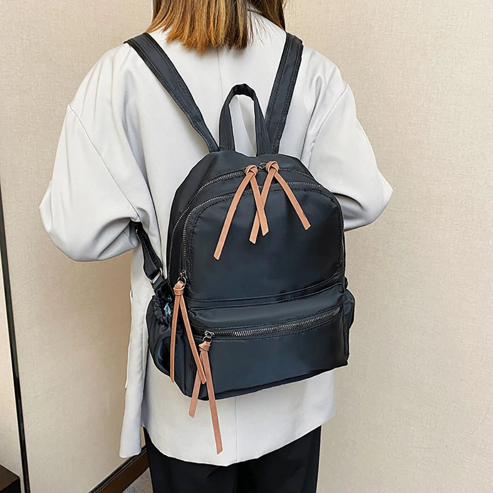 Student Canvas Backpack Lady Large Capacity Rucksack Multi-pocket Shoulder Bags