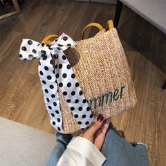 Summer Beach Straw Bags for Women Crossbody Bags Ladies Letter Embroidery