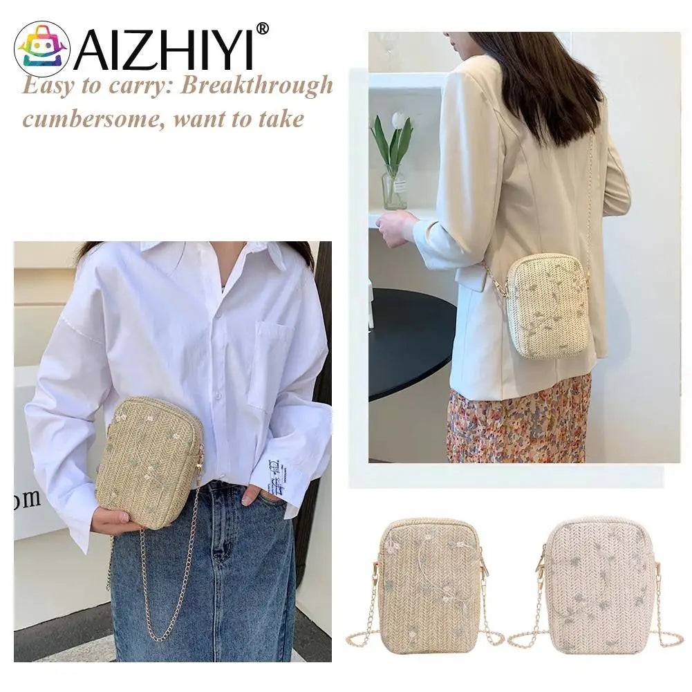 Summer Beach Straw Clutch Bag Woven Bag Women Travel Shoulder Bag