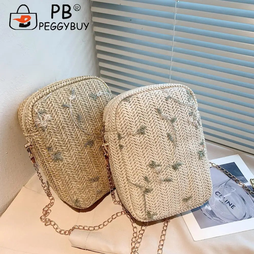 Summer Beach Straw Clutch Bag Women Shoulder Travel Bag