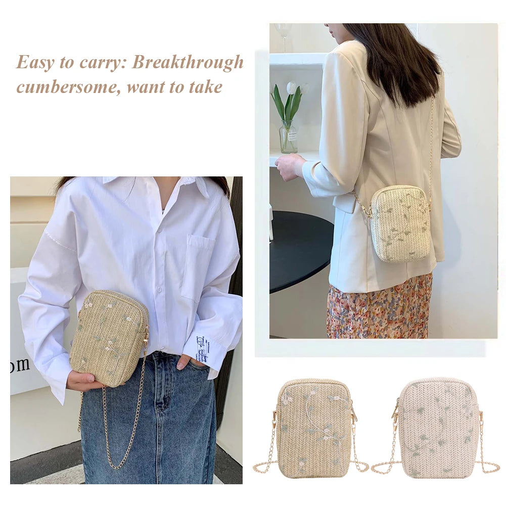 Summer Beach Straw Clutch Bag Women Travel Shoulder Bag