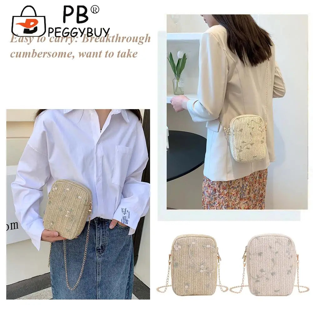 Summer Beach Straw Clutch Bag Women Shoulder Travel Bag
