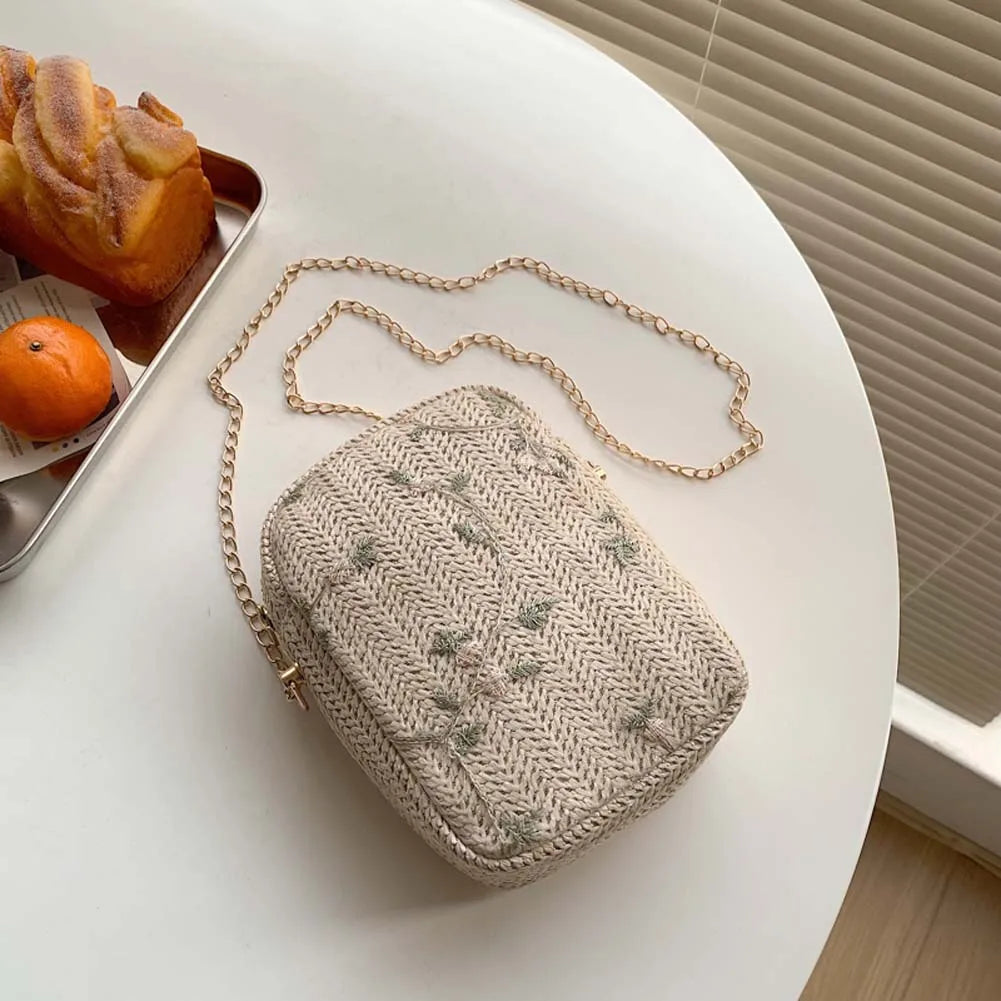 Summer Beach Straw Clutch Bag Women Travel Shoulder Bag