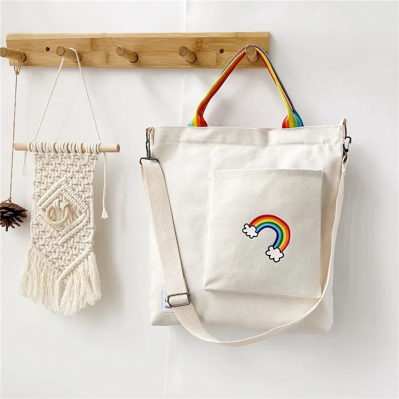 Rainbow Pattern Canvas Messenger Bag for Summer