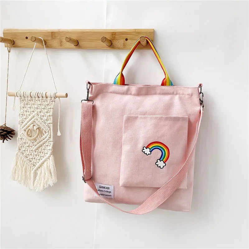 Rainbow Pattern Canvas Messenger Bag for Summer