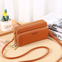Summer Women's Wallet Long Double Layer Double Zipper Large Capacity PU Shoulder