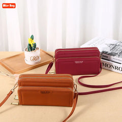 Summer Women's Wallet Long Double Layer Double Zipper Large Capacity PU Shoulder