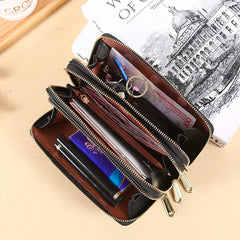 Summer Women's Wallet Long Double Layer Double Zipper Large Capacity PU Shoulder
