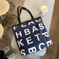 Canvas Shoulder Bag for Women, letter Print Shopping Bags, Grocery Handbag Tote