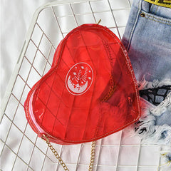 Summer Women Shoulder Bags PU Leather Laser Metal Chain Beach Bag Heart Shape