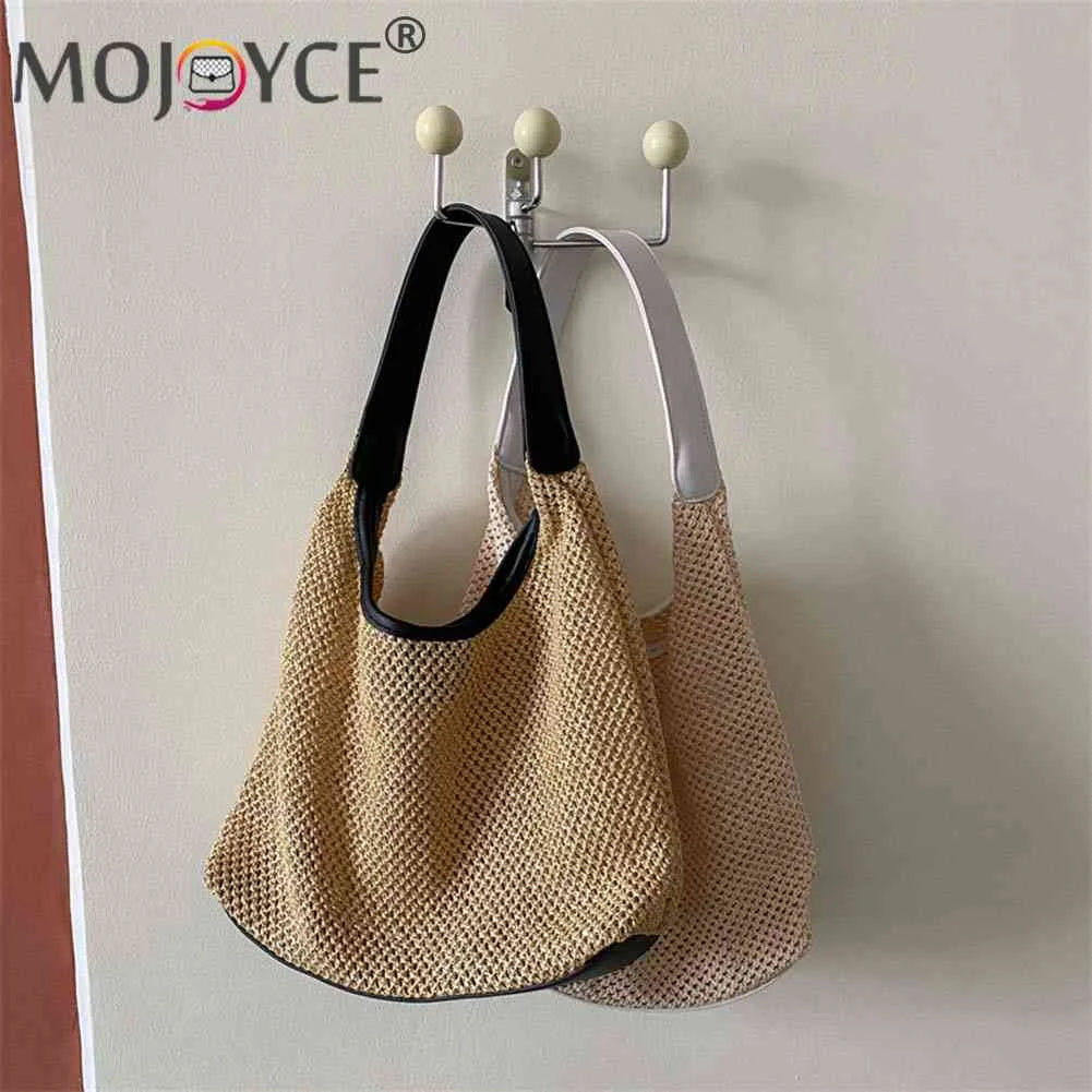 Summer Crossbody Messenger Top-Handle Bag Straw Handbag for Girl