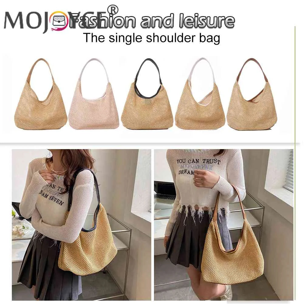 Summer Crossbody Messenger Top-Handle Bag Straw Handbag for Girl
