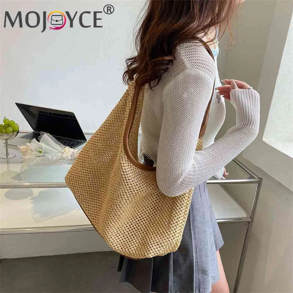 Summer Crossbody Messenger Top-Handle Bag Straw Handbag for Girl