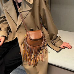 Leather Saddle Crossbody Shoulder Bag Small Messenger Bag Women Packs