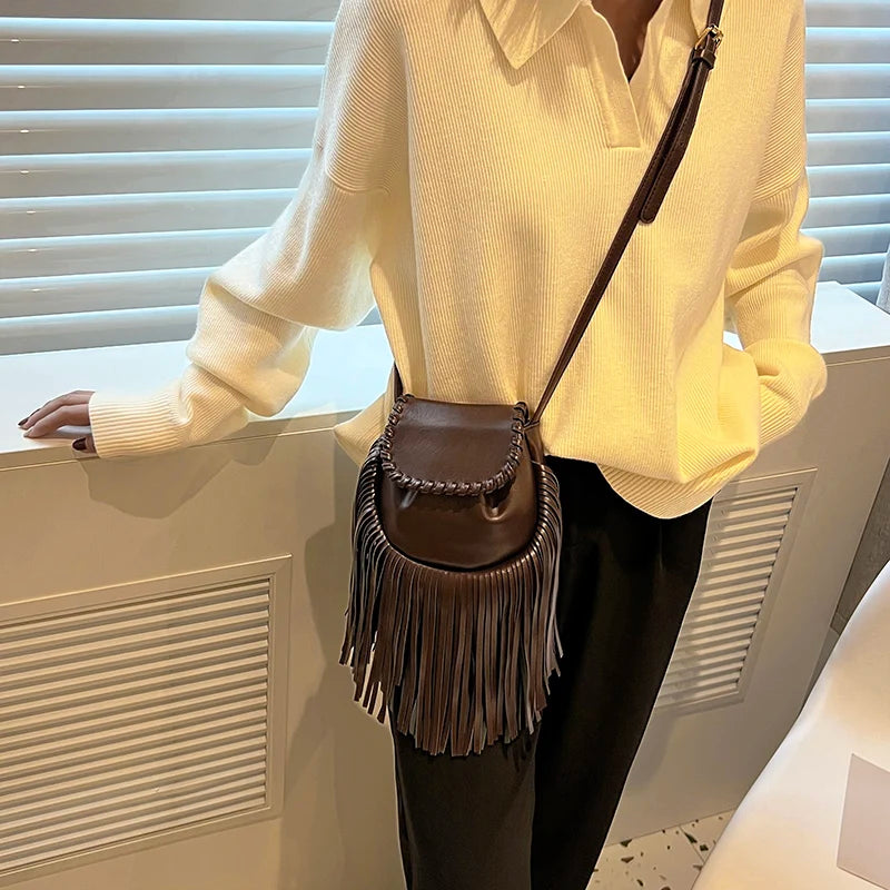 Women Leather Saddle Crossbody Shoulder Bag
