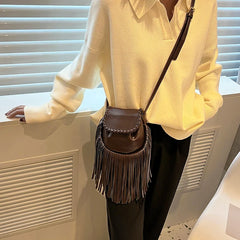 Leather Saddle Crossbody Shoulder Bag Small Messenger Bag Women Packs