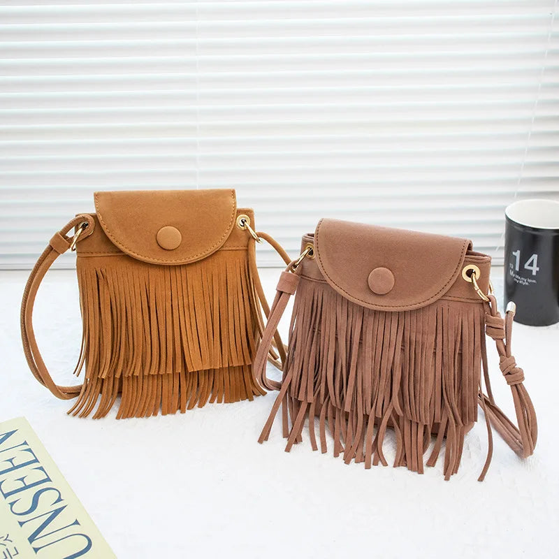 Mini Flap Leather Shoulder Bag Clutch Crossbody Tassel Women
