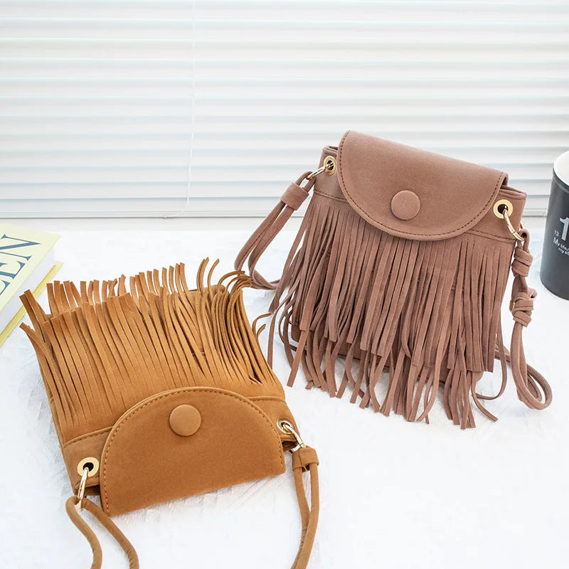 Mini Flap Leather Shoulder Bag Clutch Crossbody Tassel Women