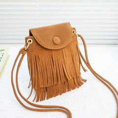 Mini Flap Leather Shoulder Bag Clutch Crossbody Tassel Women