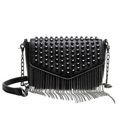 Tassel Diamonds Mini Chain Shoulder Bag Crossbody Leather Rivets Female