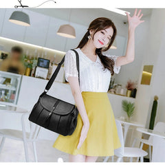 Tassel Shoulder Bag Solid PU Leather Crossbody Large Capacity