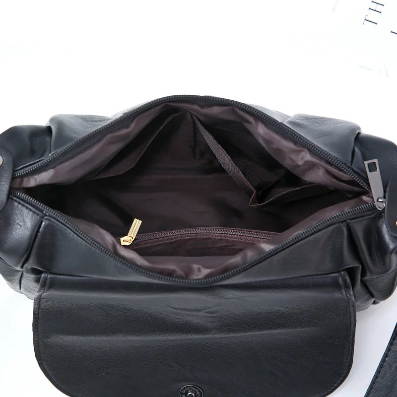 Tassel Shoulder Bag Solid PU Leather Crossbody Large Capacity