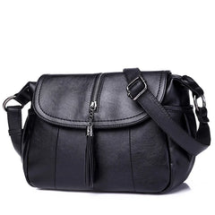 Tassel Shoulder Bag Solid PU Leather Crossbody Large Capacity