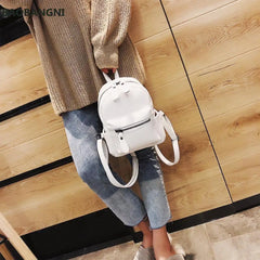 Teenage Girls Preppy Style Mini Backpack PU Leather Travel Bags Women Backpack