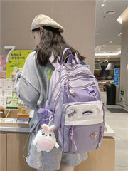 Teen Schoolbag Waterproof Nylon Backpack High Capacity Travel Bag