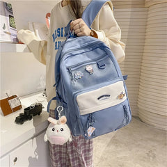 Teen Schoolbag Waterproof Nylon Backpack High Capacity Travel Bag