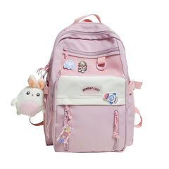 Teen Schoolbag Waterproof Nylon Backpack High Capacity Travel Bag