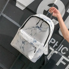 Marble Stone Print Backpack Canvas School Rucksack