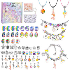 Rainbow Letter Bead Bracelet Set with Pendant and Bag