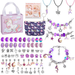 Rainbow Letter Bead Bracelet Set with Pendant and Bag