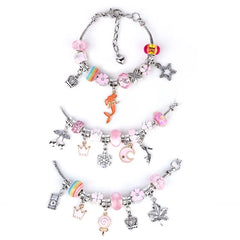Rainbow Letter Bead Bracelet Set with Pendant and Bag