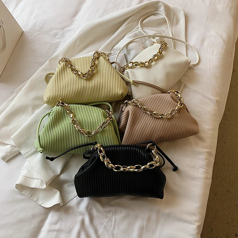 Thick Chains Women Shoulder Bags Clip Shell Handbags