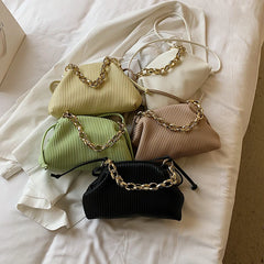 Thick Chains Women Shoulder Bags Clip Shell Handbags
