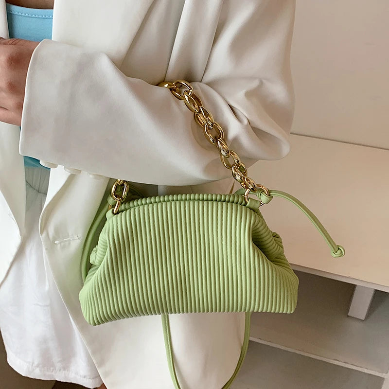 Thick Chains Women Shoulder Bags Clip Shell Handbags