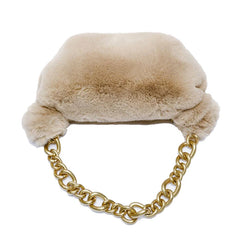Thick Metal Chains Plush Women Shoulder Bags Handbags Faux Fur Tote