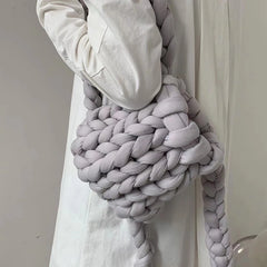 Thick Woolen Backpack for Women Crochet Bag Candy Knitted Shoulder Travel Bag