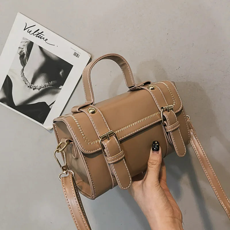 Women Crossbody Bag Vintage Style PU Leather Shoulder Handbag