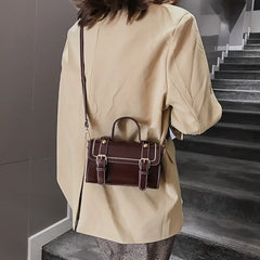 Women Crossbody Bag Vintage Style PU Leather Shoulder Handbag