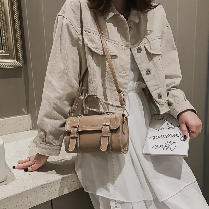Women Crossbody Bag Vintage Style PU Leather Shoulder Handbag